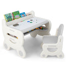 Kids Drawing Table and Chair Set with Watercolor Pens and Blackboard Eraser