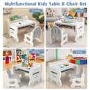 Kids Drawing Table and Chair Set with Watercolor Pens and Blackboard Eraser