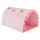 Kids Dream Bed Tent Twin Bunk Bed with Glow in the Dark Stars and Lights-Gray