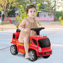 Kids Push Ride On Fire Truck with Ladder Bubble Maker and Headlights-Red