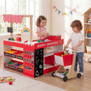 Kids Grocery Store Playset Wooden Pretend Play Supermarket with Shopping Cart