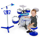 Kids Jazz Drum Keyboard Set with Stool and Microphone Stand