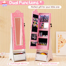 Kids Jewelry Armoire Freestanding Jewelry Cabinet with 3-Color Lighted Full Length Mirror