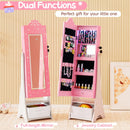 Kids Jewelry Armoire Freestanding Jewelry Cabinet with 3-Color Lighted Full Length Mirror