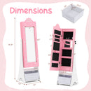Kids Jewelry Armoire Freestanding Jewelry Cabinet with 3-Color Lighted Full Length Mirror
