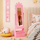 Kids Jewelry Armoire with 3-Color Lighted Full Length Mirror and Inside Led Lights