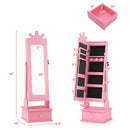 Kids Jewelry Armoire with 3-Color Lighted Full Length Mirror and Inside Led Lights
