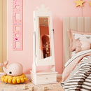 Kids Jewelry Armoire with 3-Color Lighted Full Length Mirror and Inside Led Lights