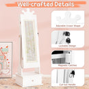 Kids Jewelry Armoire with 3-Color Lighted Full Length Mirror and Inside Led Lights