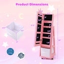 Kids Jewelry Armoire Cabinet with Swivel Base and Lockable Universal Wheels