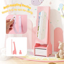 Freestanding Kids Jewelry Armoire Cabinet with Storage and 2 Tilt Angles