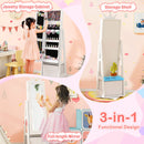 Kids Jewelry Armoire Cabinet with Large Storage Capacity and Swivel Base-White