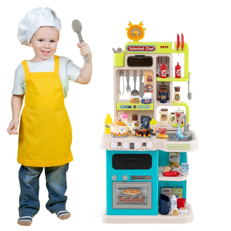 Kids Kitchen Playset Pretend Play Kitchen with Realistic Sounds and Lights