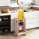 Kids Kitchen Tower Adjustable with Chalkboard and Safety Rail-Pink