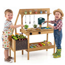 Wooden Mud Kitchen with Planter Box for Kids