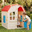 Kids Outdoor Playhouse with Openable Windows and Door for Indoor Room