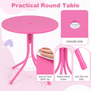 Kids Outdoor Table and Chair Set with 2 Folding Chairs and Height Adjustable Umbrella