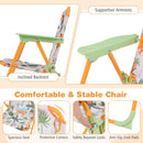 Kids Outdoor Table and Chair Set with 2 Folding Chairs and Height Adjustable Umbrella