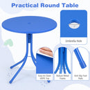 Kids Outdoor Table and Chair Set with 2 Folding Chairs and Height Adjustable Umbrella