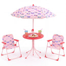Kids Outdoor Table and Chair Set with 2 Folding Chairs and Height Adjustable Umbrella