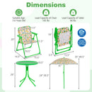 Kids Outdoor Table and Chair Set with 2 Folding Chairs and Height Adjustable Umbrella