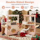 Kids Pizza Food Truck Wooden Pretend Play Snack Cart with Oven-Pink