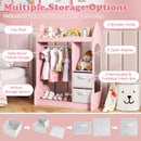 Kids Play Armoire Dresser with Cloth Hanger-Pink