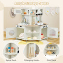 Kids Play Kitchen Wooden Corner Kitchen Playset with Working Faucet and Sink-Beige