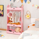 Kids Pretend Costume Closet with Mirror-Pink
