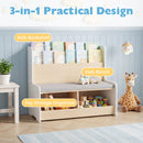 Kids Reading Nook with Bench Bookshelf and 2 Cubbies