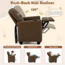 Kids Recliner Chair Push Back Toddler Reclining Armchair with Cup Holder