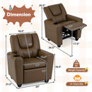 Kids Recliner Chair Push Back Toddler Reclining Armchair with Cup Holder