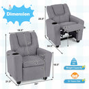 Kids Recliner Chair Push Back Toddler Reclining Armchair with Cup Holder