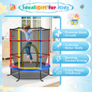 55 Inch Kids Recreational Trampoline Bouncing Jumping Mat with Enclosure Net