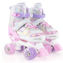 Kids Roller Skates 4 Sizes Adjustable Quad Skates with Light-up Wheels