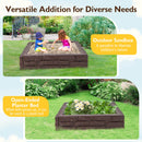 2-In-1 HDPE Kids Sandbox with Cover and Bottom Liner-Brown