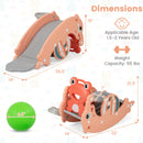 3-in-1 Kids Slide Rocking Horse Set Convertible Toddler Slide with Basketball Hoop-Pink