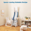 4-in-1 Kids Slide and Swing Set with Basketball Hoop