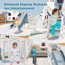 4-in-1 Kids Slide and Swing Set with Basketball Hoop