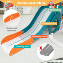 5-in-1 Kids Slide and Swing Set with Mini Bus and Basketball Hoop-Multicolor