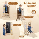 Kids Standing Tower with Detachable Chalkboard and Montessori Games for 3+ Years Old