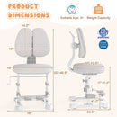 Kids Study Chair with Adjustable Double Backrest and Footrest