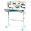 Height Adjustable Kids Study Desk with Tilt Desktop-Blue