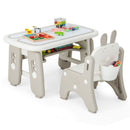 Kids Table and Chair Set with Flip-Top Bookshelf