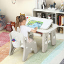 Kids Table and Chair Set with Flip-Top Bookshelf