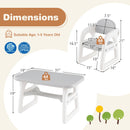 Kids Table and Chair Set with Building Blocks-Gray