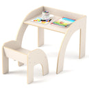 Kids Table and Chair Set with Wide Tabletop and Curved Edges for Kids Room