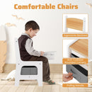 4 in 1 Kids Toddler Activity Table and Chairs Set with Reversible Tabletop-Natural