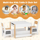 4 in 1 Kids Toddler Activity Table and Chairs Set with Reversible Tabletop-Natural