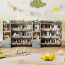 Kids Toy Storage and Bookshelf with Open Shelves and Single-door Cabinet